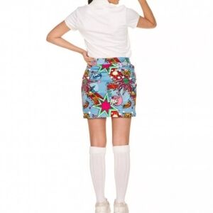 Royal & Awesome Womens Partoon Golf Skort Loud Cartoon Comics Side Zip Size 14